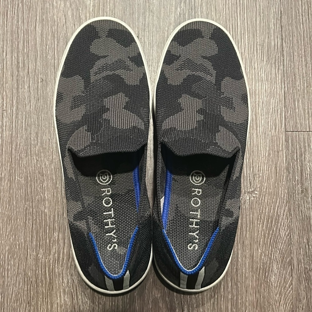 Rothy’s The Original Slip On Gray Camo Shoes Size 7.5